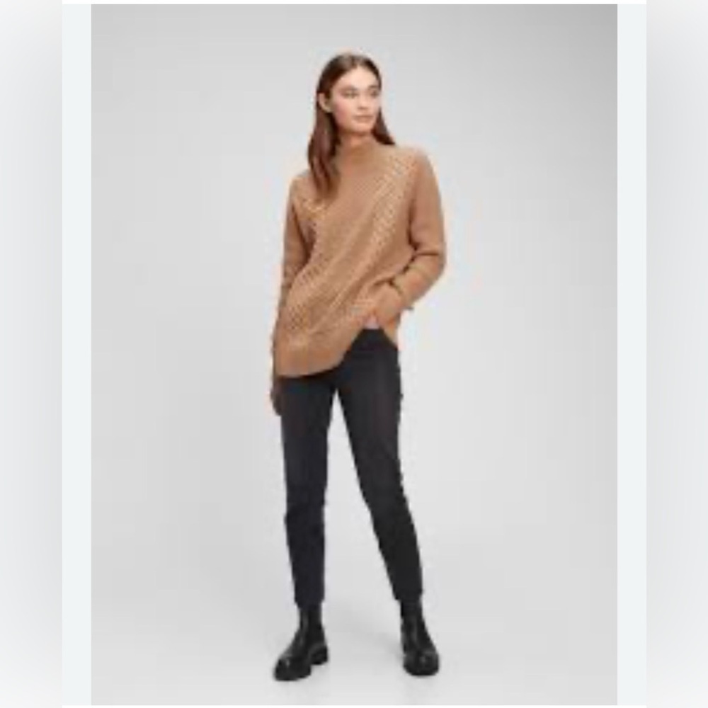 Gap Cable Knit Mockneck Sweater Classic Camel size large petite